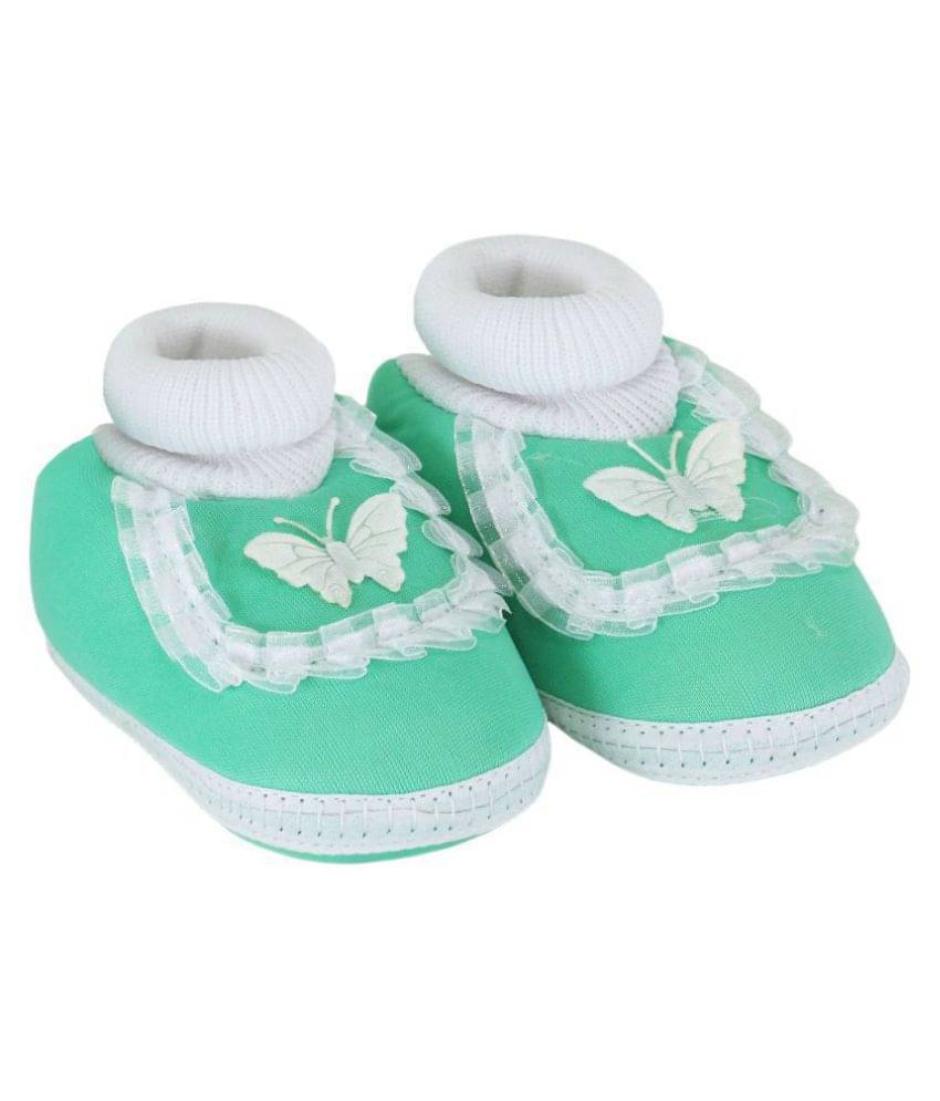     			Neska Moda Baby Unisex Frill Butterfly Mint Booties/Shoes For 0 To 12 Months Infants-BT42