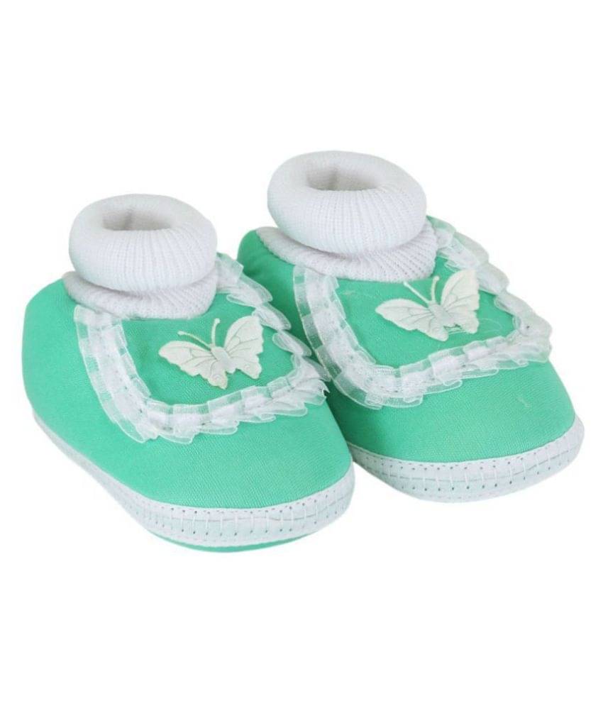     			Neska Moda Baby Unisex Frill Butterfly Mint Booties/Shoes For 0 To 12 Months Infants-BT42