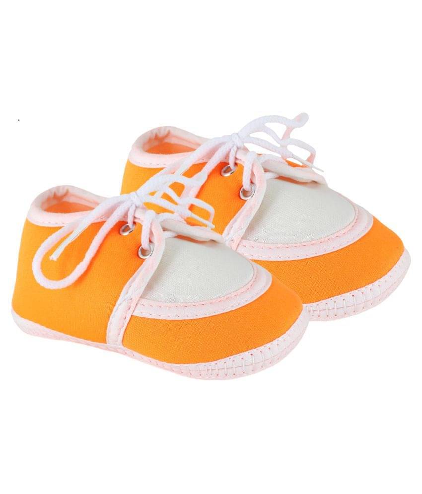     			Neska Moda Baby Unisex Lace Orange Booties/Shoes For 0 To 12 Months Infants-SK136