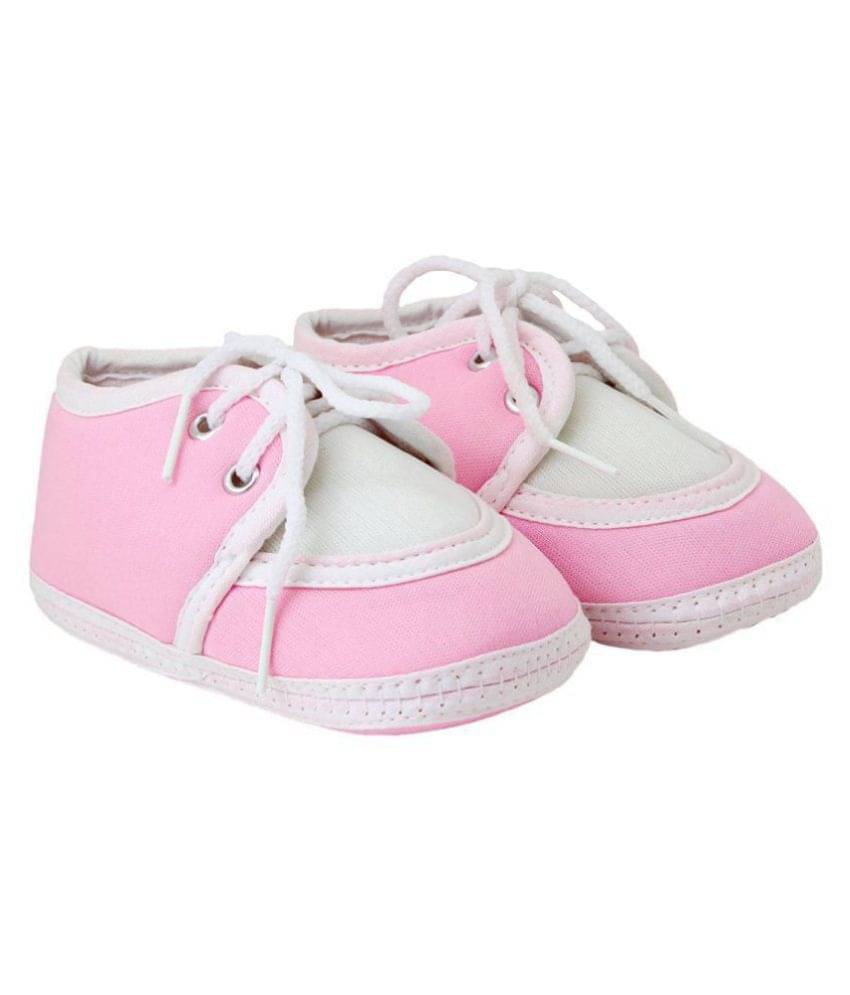     			Neska Moda Baby Unisex Lace Baby Pink Booties/Shoes For 0 To 12 Months Infants-BT9