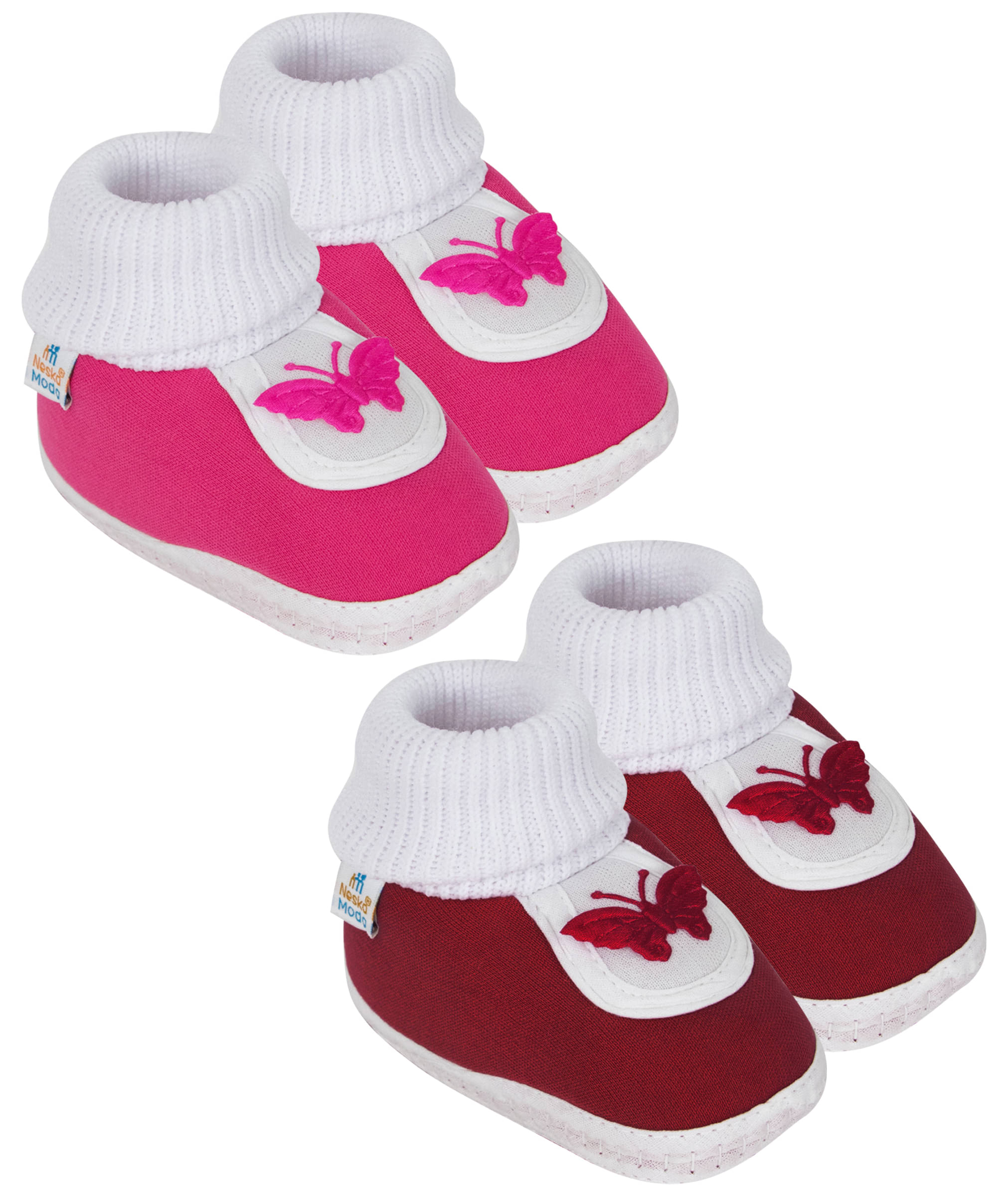     			Neska Moda Baby Unisex Set Of 2 Pair Booties for 0 to 3 Months (Red,Pink) -BT376andBT377