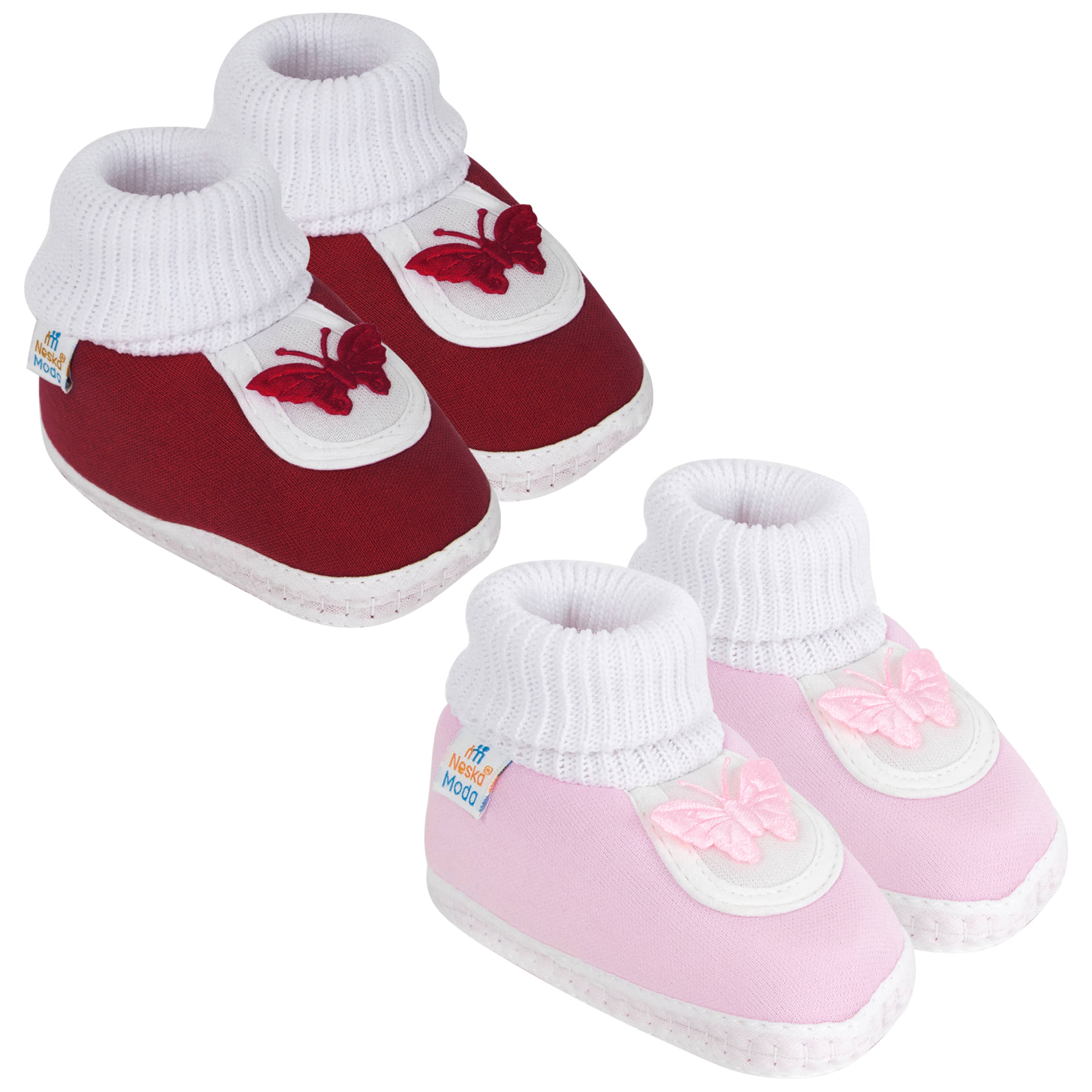 Neska Moda Baby Unisex Set Of 2 Pair Booties for 0 to 3 Months (Red,Pink) -BT376andBT381 - Casual Shoes | Buy online on ZillyBuy
