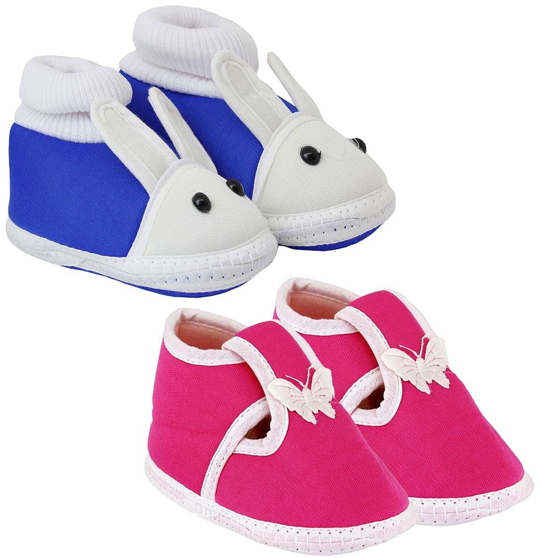     			Neska Moda Pack Of 2 Baby Boys & Girls Blue And Pink Cotton Booties For 0 To 12 Months
