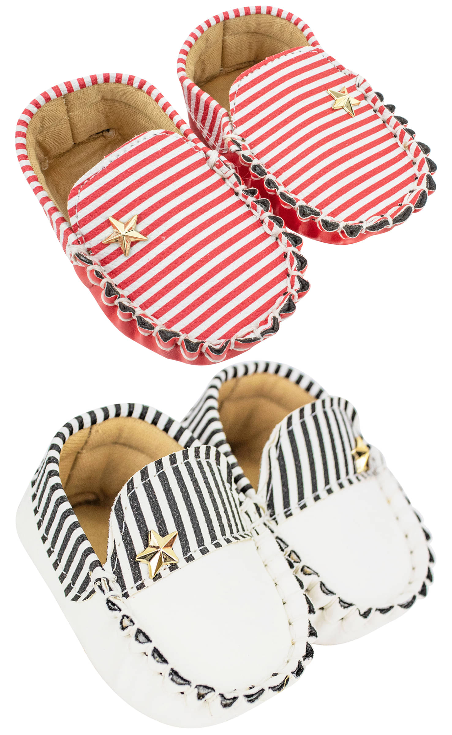     			Neska Moda Set Of 2 Pair Baby Boys Slip On Loafer Booties For 6 to 9 Months (Red,White,Black)