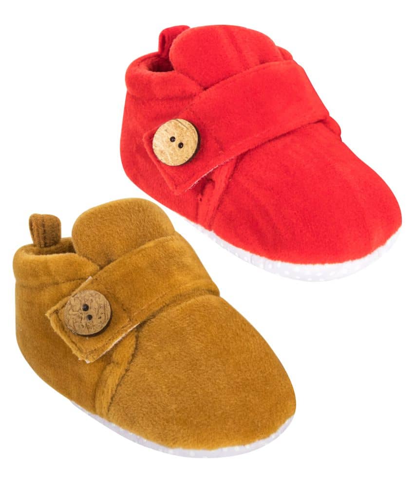 Neska Moda Set Of 2 Pair Baby Boys & Baby Girls 6 To 9 Months Velvet Booties (Red,Brown) -BT784andBT788 - Casual Shoes | Buy online on ZillyBuy