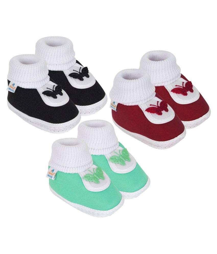     			Neska Moda Unisex Booties For 6 To 9 Months (Black,Green,Maroon)
