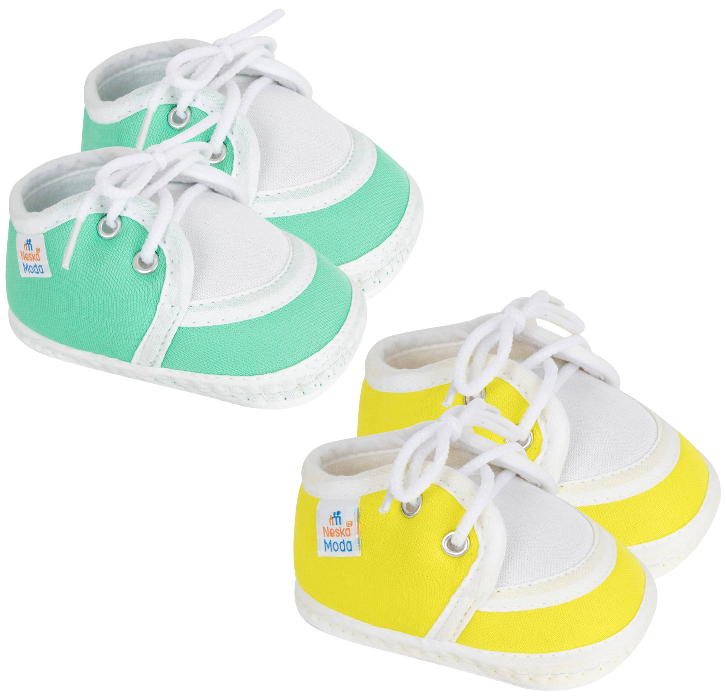     			Neska Moda Unisex Set Of 2 Pair Booties for 6 to 9 Months (Green,Yellow) -BT89andSK146