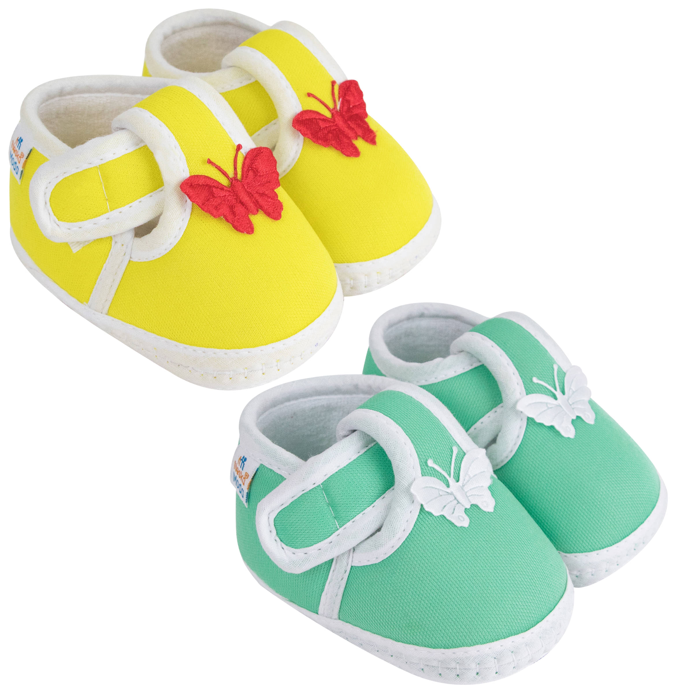     			Neska Moda Unisex Set Of 2 Pair Booties for 6 to 9 Months (Yellow,Green) -BT7andBT90