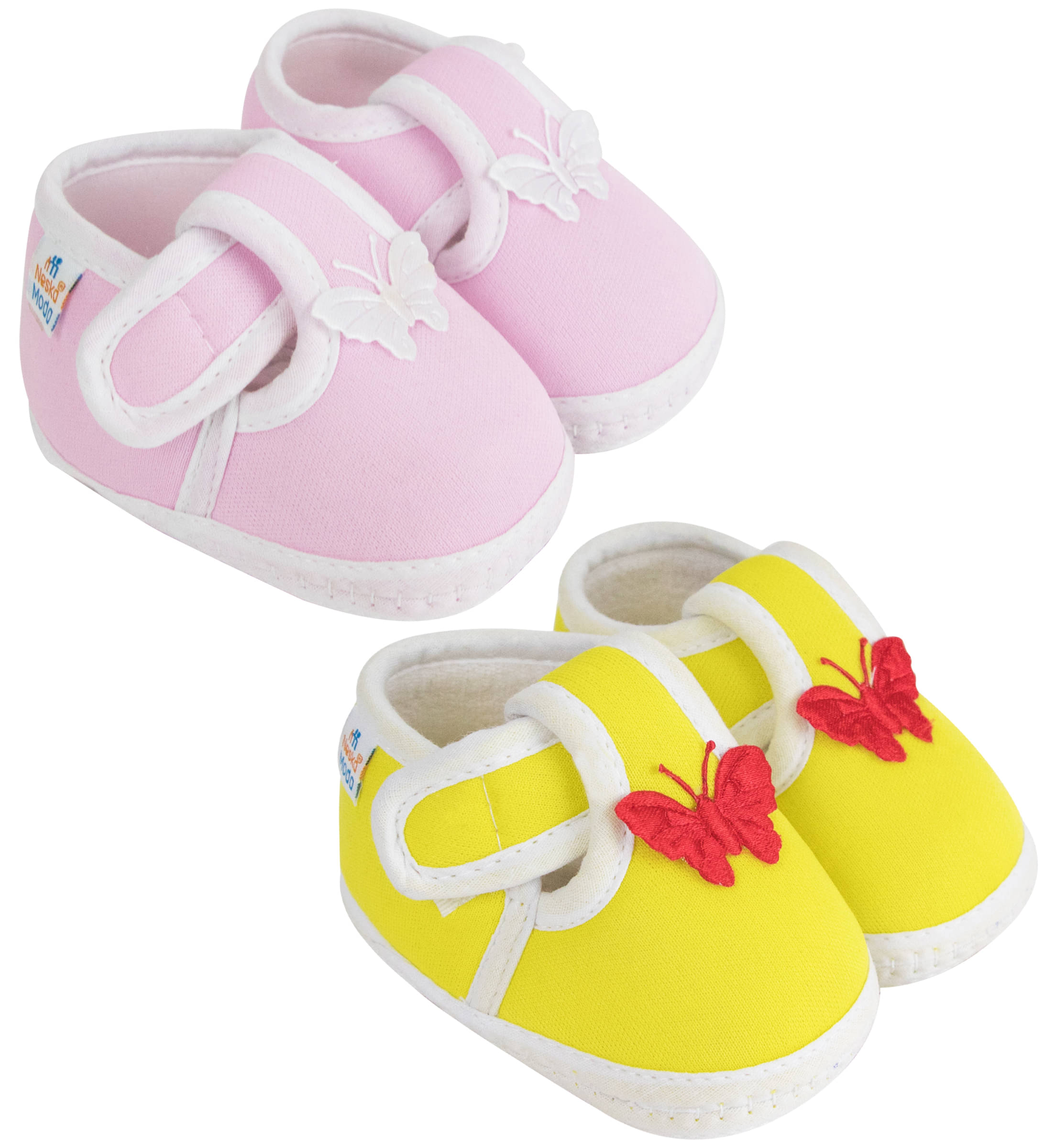     			Neska Moda Unisex Set Of 2 Pair Booties for 6 to 9 Months (Pink,Yellow) -BT4andBT7