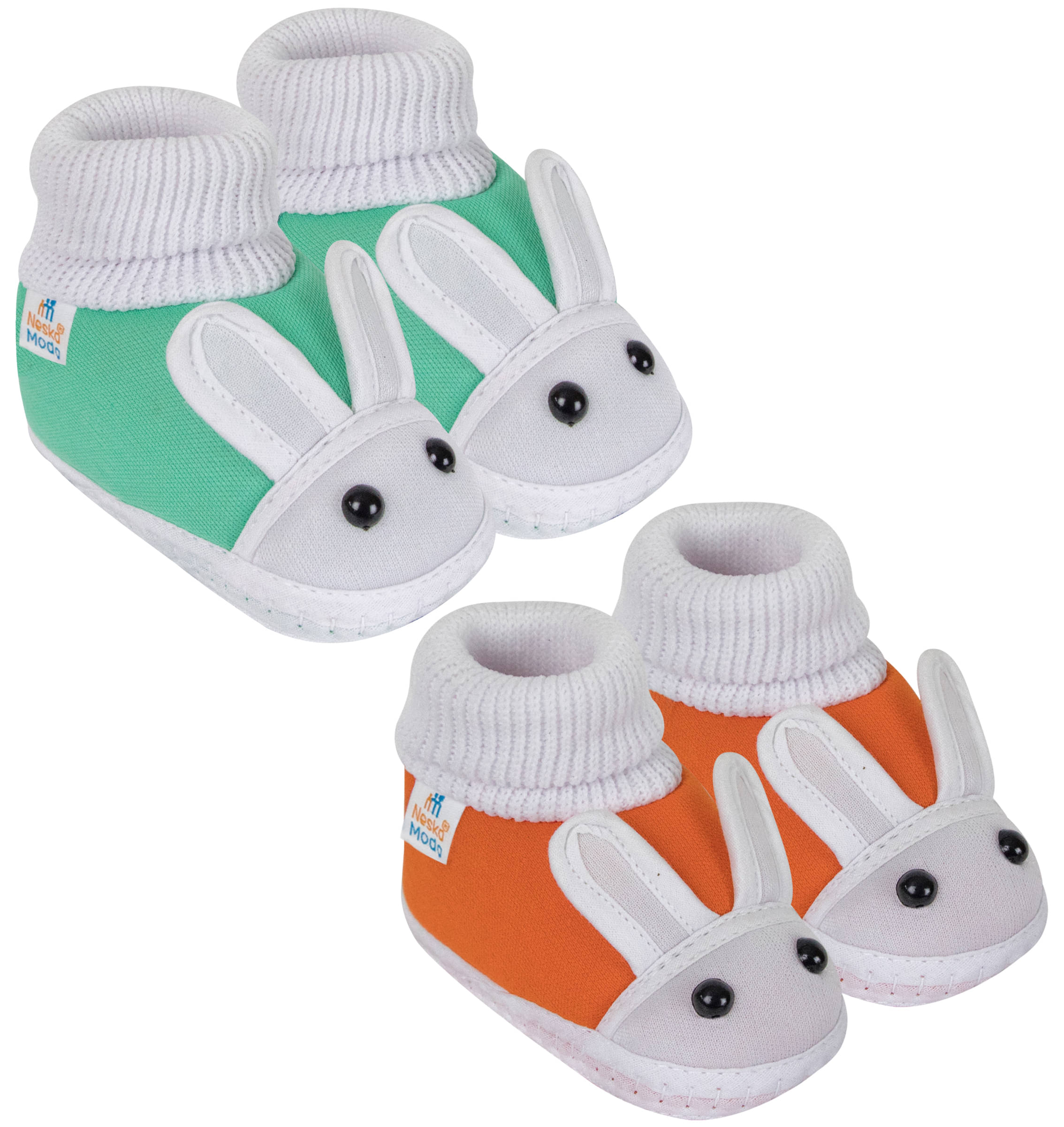     			Neska Moda Unisex Set Of 2 Pair Booties for 6 to 9 Months (Blue,Orange) -BT16andSK131
