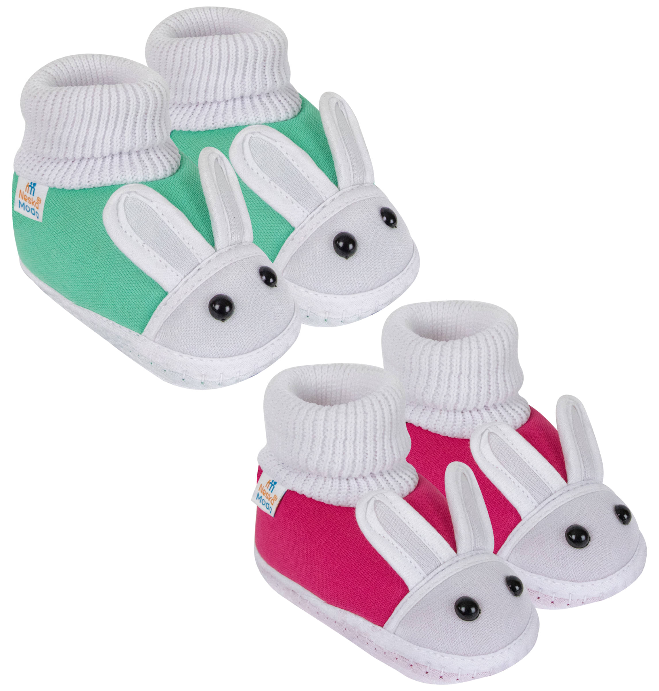     			Neska Moda Unisex Set Of 2 Pair Booties for 6 to 9 Months (Blue,Pink) -BT16andSK147