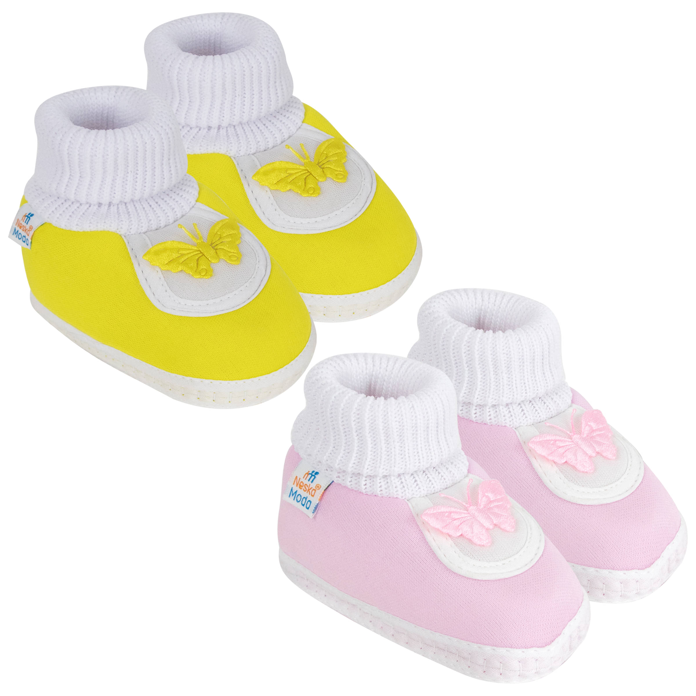     			Neska Moda Unisex Set Of 2 Pair Booties for 9 to 12 Months (Yellow,Pink) -SK127andSK175