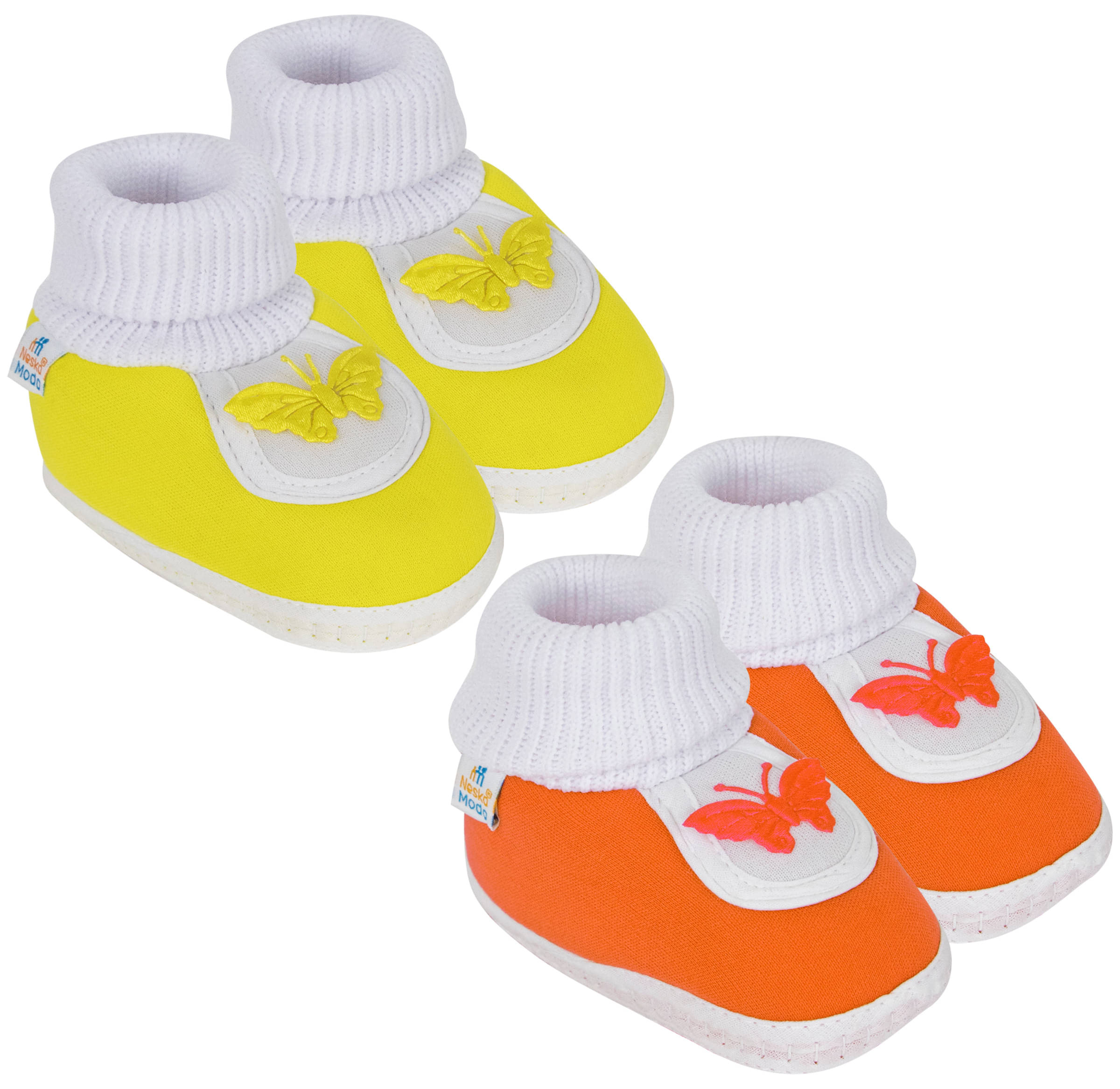     			Neska Moda Unisex Set Of 2 Pair Booties for 6 to 9 Months (Yellow,Orange) -SK127andSK143
