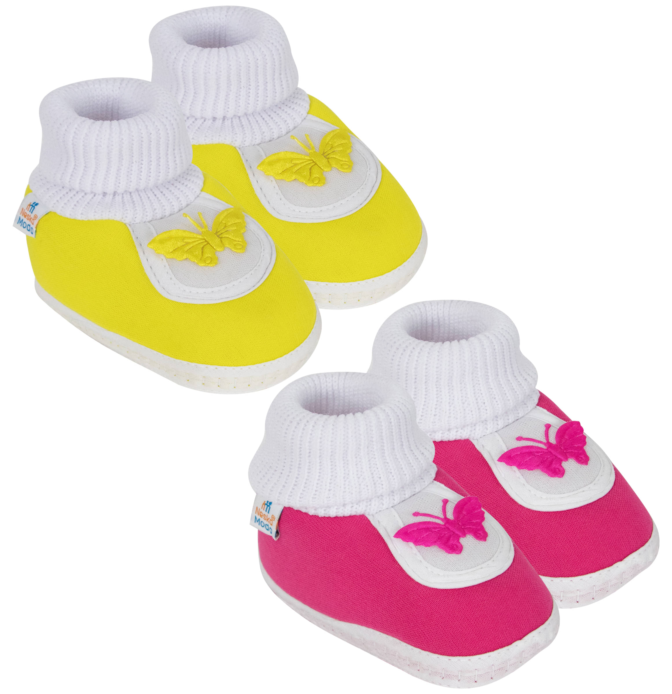     			Neska Moda Unisex Set Of 2 Pair Booties for 6 to 9 Months (Yellow,Pink) -SK127andSK129