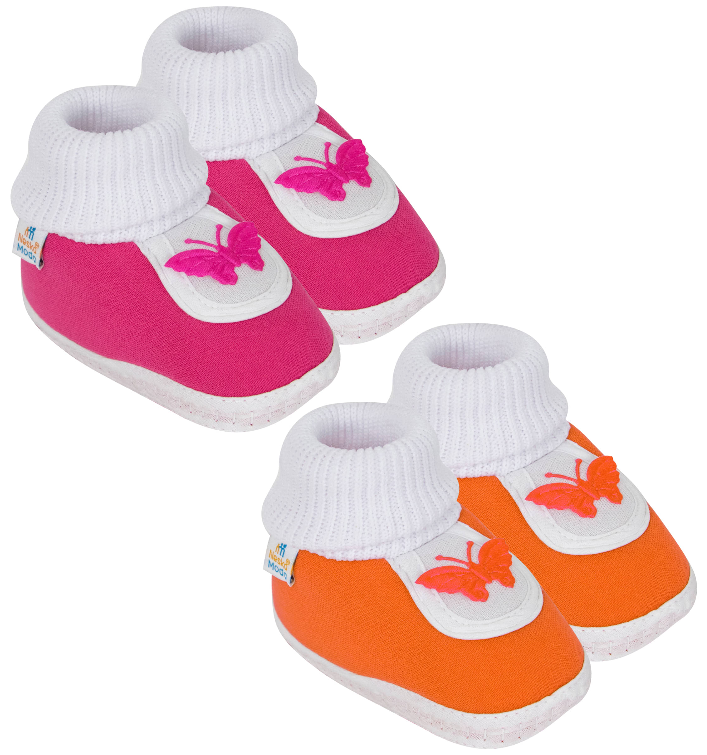     			Neska Moda Unisex Set Of 2 Pair Booties for 6 to 9 Months (Pink,Orange) -SK129andSK143