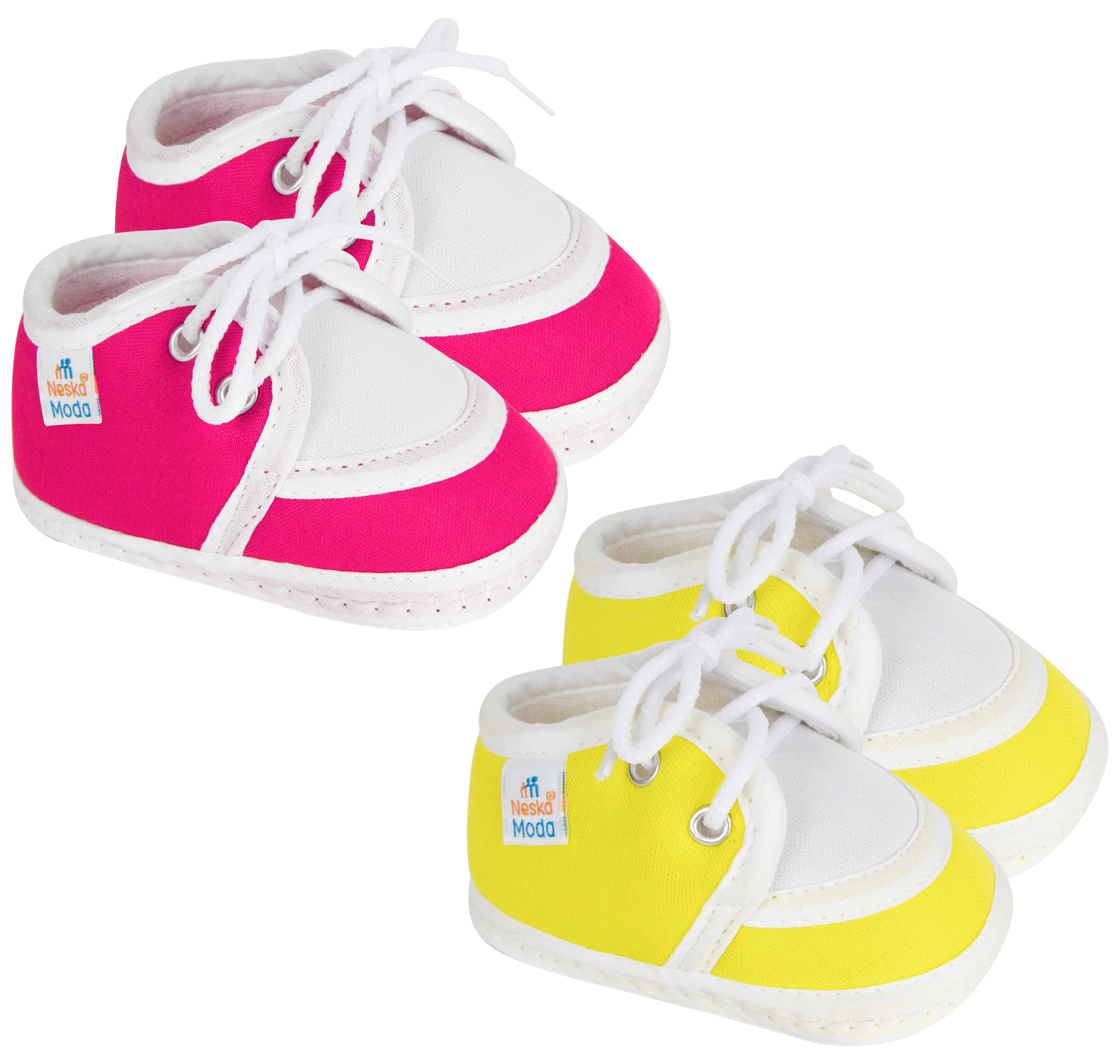    			Neska Moda Unisex Set Of 2 Pair Booties for 6 to 9 Months (Pink,Yellow)-SK134andSK146