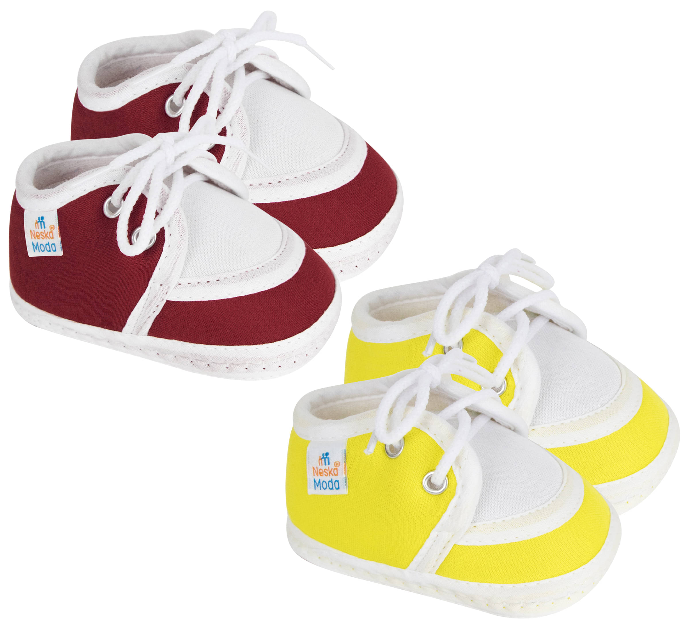     			Neska Moda Unisex Set Of 2 Pair Booties for 6 to 9 Months (Maroon,Yellow) -BT80andSK146