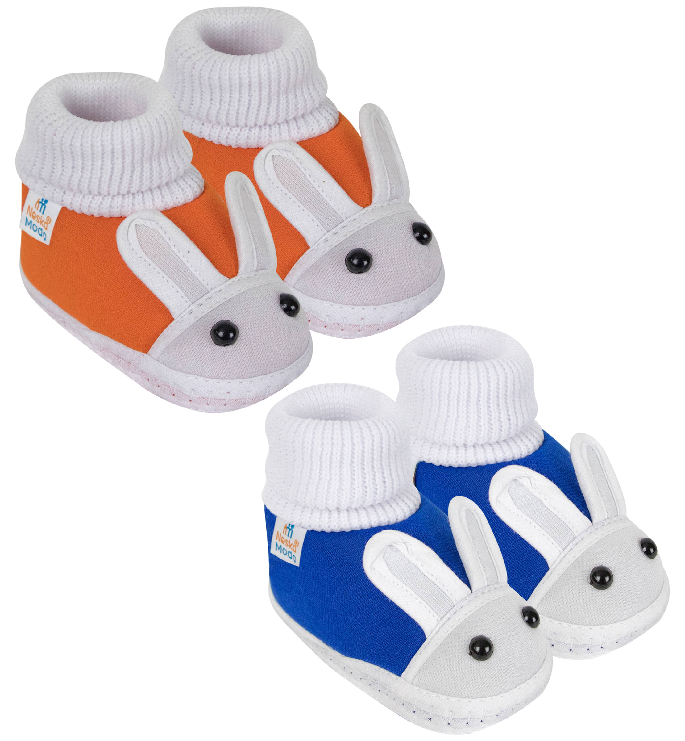     			Neska Moda Unisex Set Of 2 Pair Booties for 9 to 12 Months (Orange,Blue) -SK131andSK132