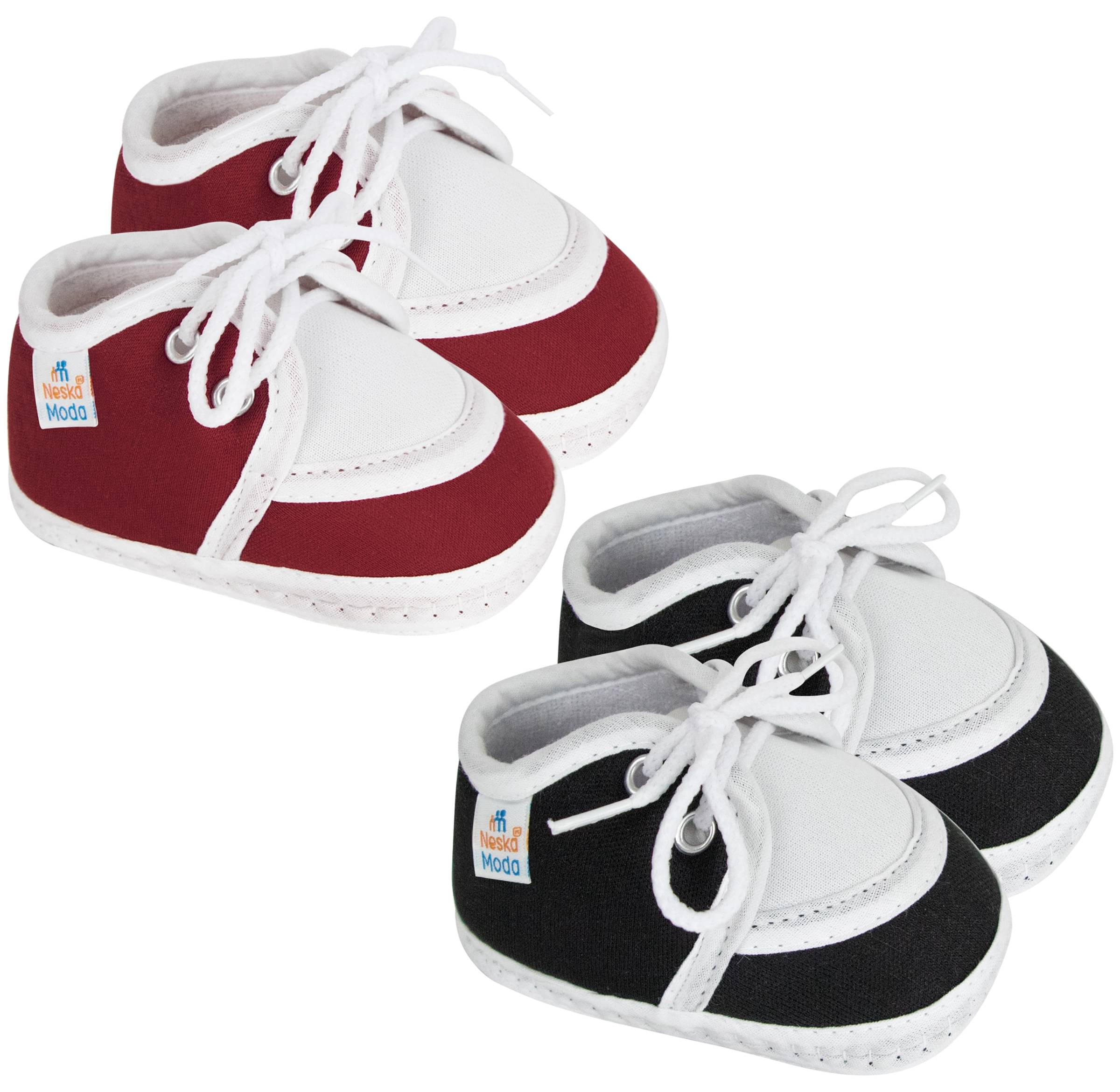     			Neska Moda Unisex Set Of 2 Pair Booties for 6 to 9 Months (Maroon,Black) -BT80andSK145