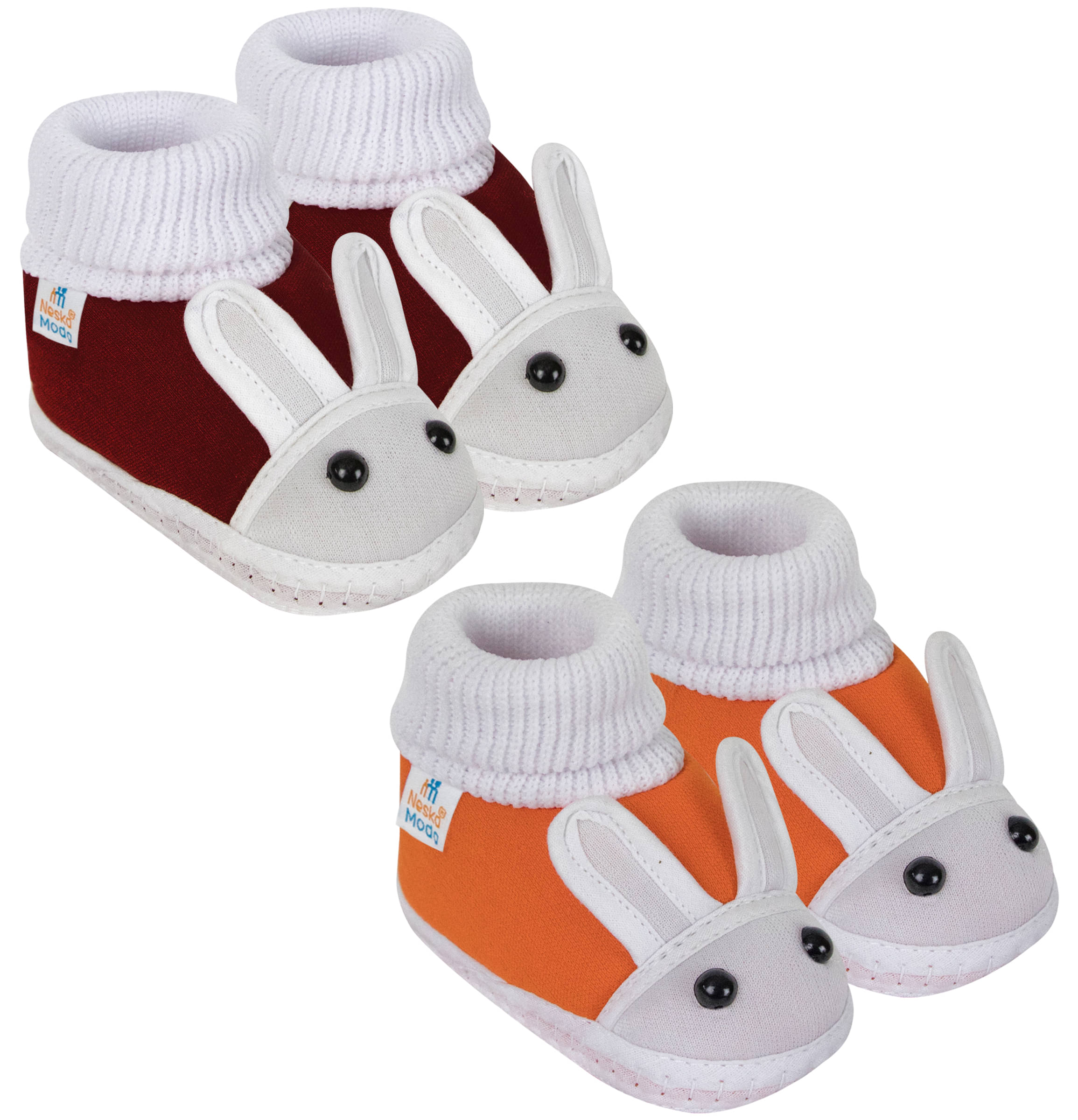     			Neska Moda Unisex Set Of 2 Pair Booties for 6 to 9 Months (Maroon,Orange) -BT82andSK131
