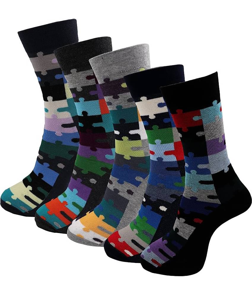 RC. ROYAL CLASS - Cotton Men's Printed Multicolor Full Length Socks ( Pack of 5 )