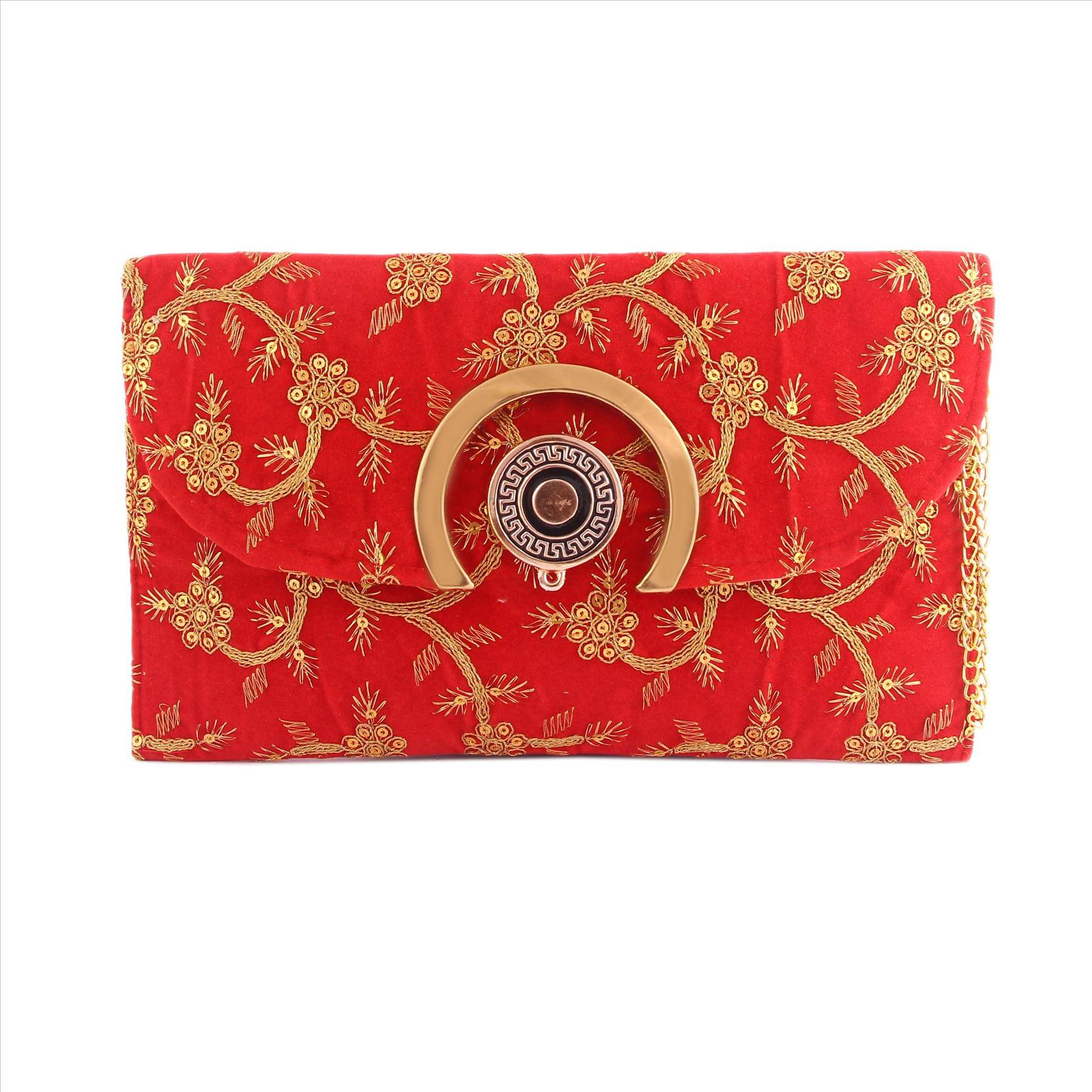     			Raj Red Velvet Box Clutch