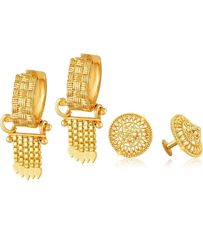 Vighnaharta - Golden Bali Earrings ( Pack of 2 ) - Earrings | Buy online on ZillyBuy