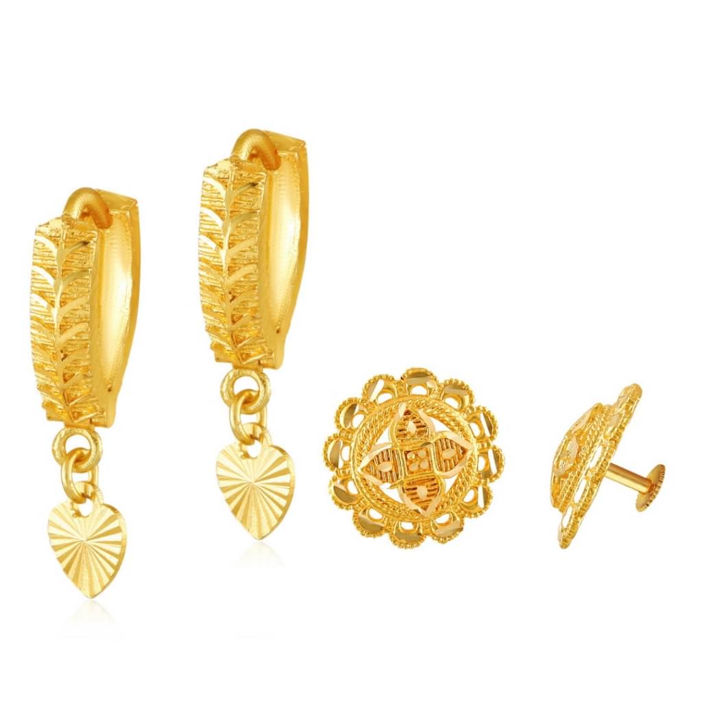     			Vighnaharta Allure Beautiful Gold Plated Clip on Bucket,basket Chand Bali and Screw Stud  earring Combo For Women and Girls - VFJ1447-1433ERG