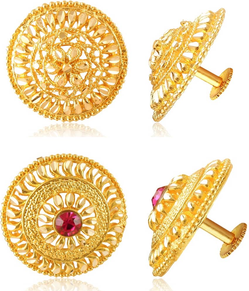 Vighnaharta - Golden Stud Earrings ( Pack of 2 ) - Earrings | Buy online on ZillyBuy