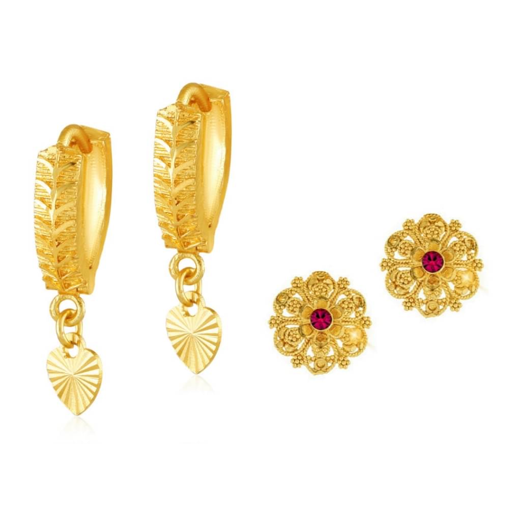     			Vighnaharta Shimmering Beautiful Gold Plated Clip on Bucket,basket Chand Bali and Screw Stud  earring Combo For Women and Girls -VFJ1140-1447ERG