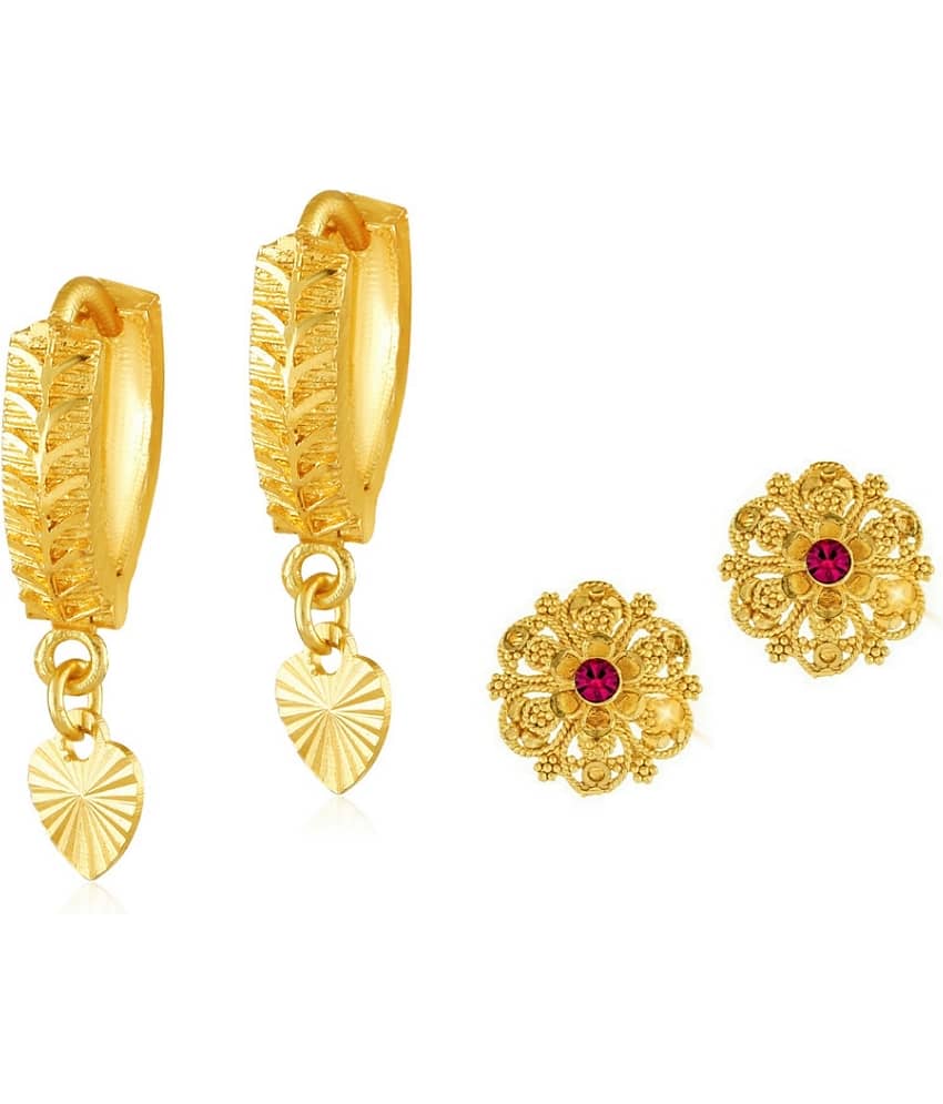 Vighnaharta Shimmering Beautiful Gold Plated Clip on Bucket,basket Chand Bali and Screw Stud earring Combo For Women and Girls -VFJ1140-1447ERG - Earrings | Buy online on ZillyBuy