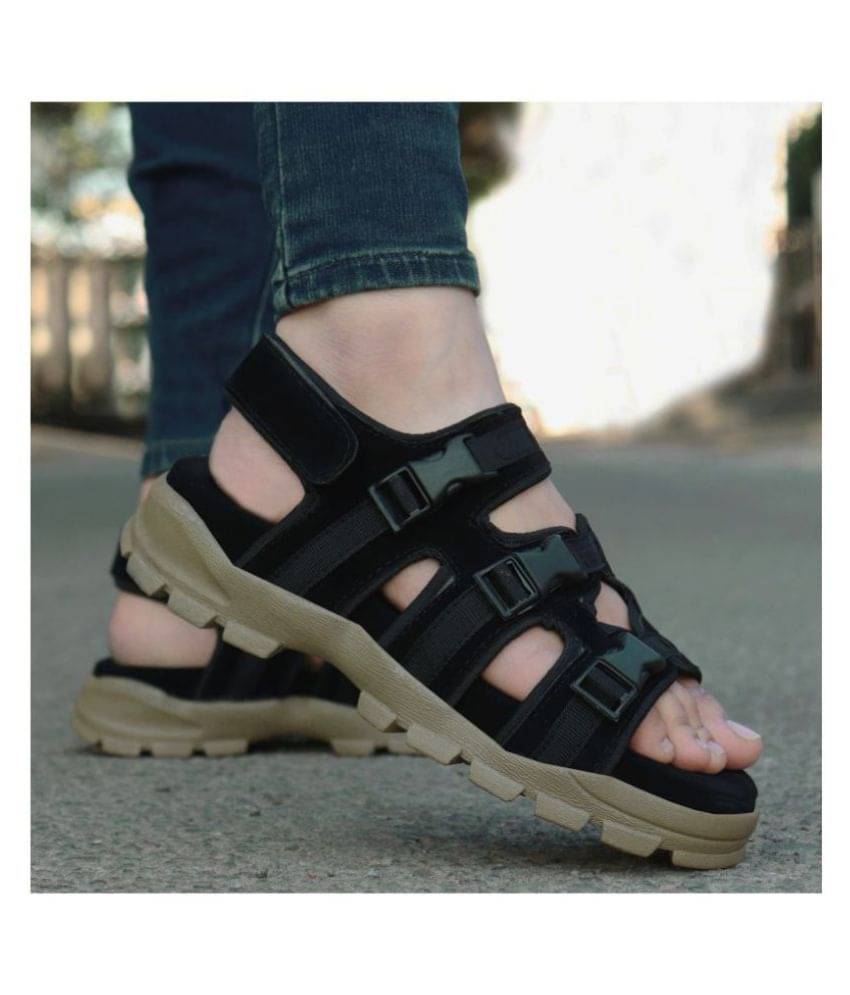     			Fashion Victim Black Suede Sandals