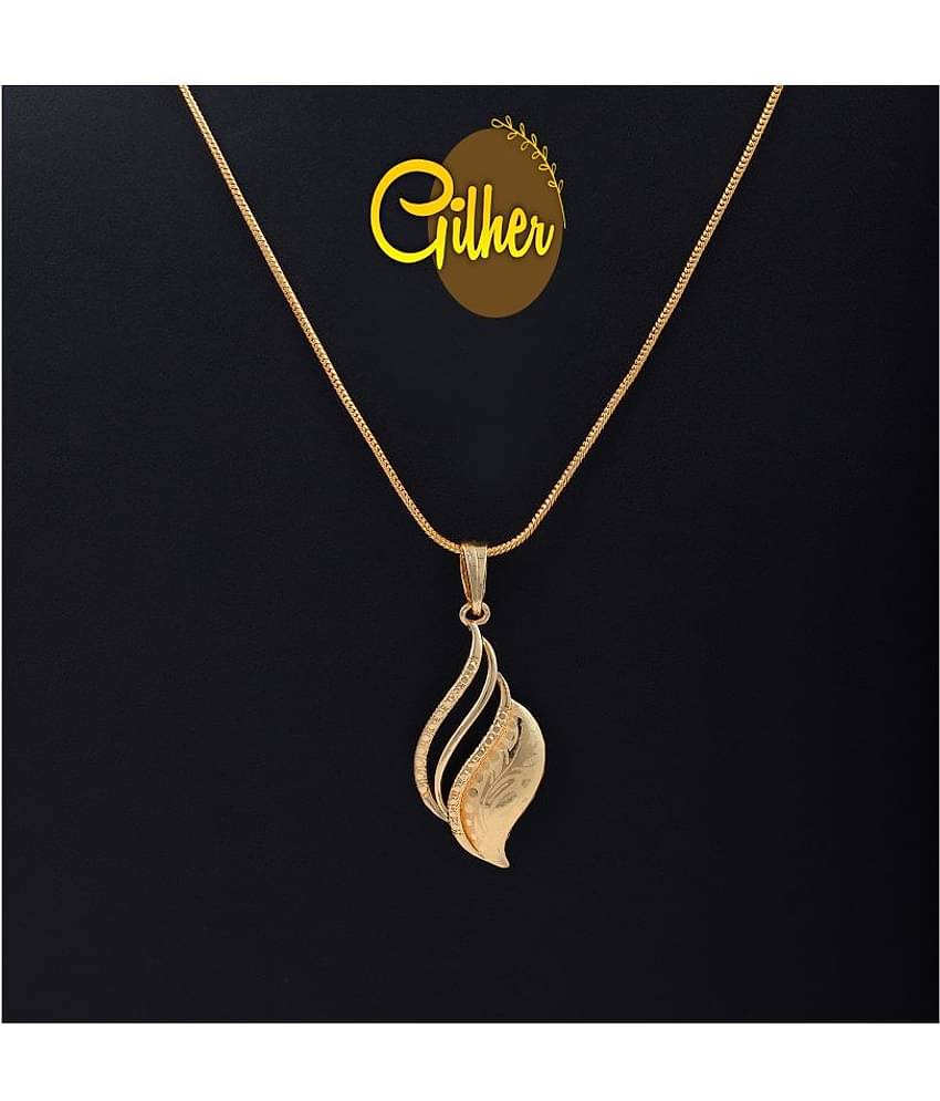 Gilher Gold Plated Daily Wear Locket+24 Inch Chain For Women And Girls.