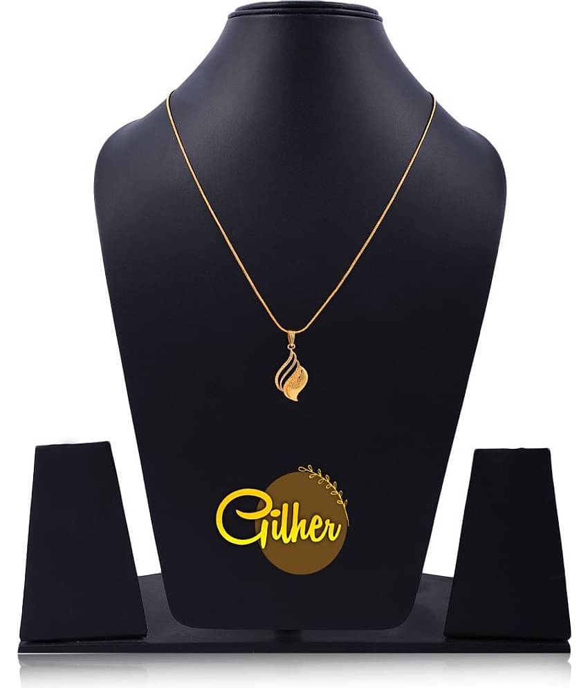Gilher Gold Plated Daily Wear Locket+24 Inch Chain For Women And Girls.
