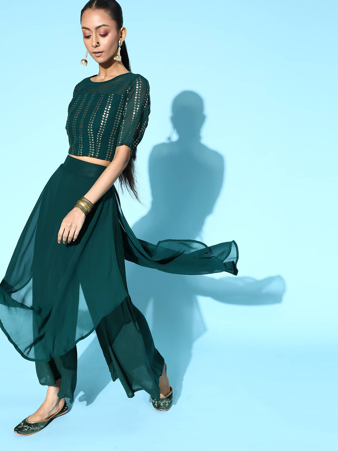 Juniper Georgette Ethnic Top With Palazzo - Stitched Suit Single Juniper Georgette Ethnic Top With Palazzo - Stitched Suit Single