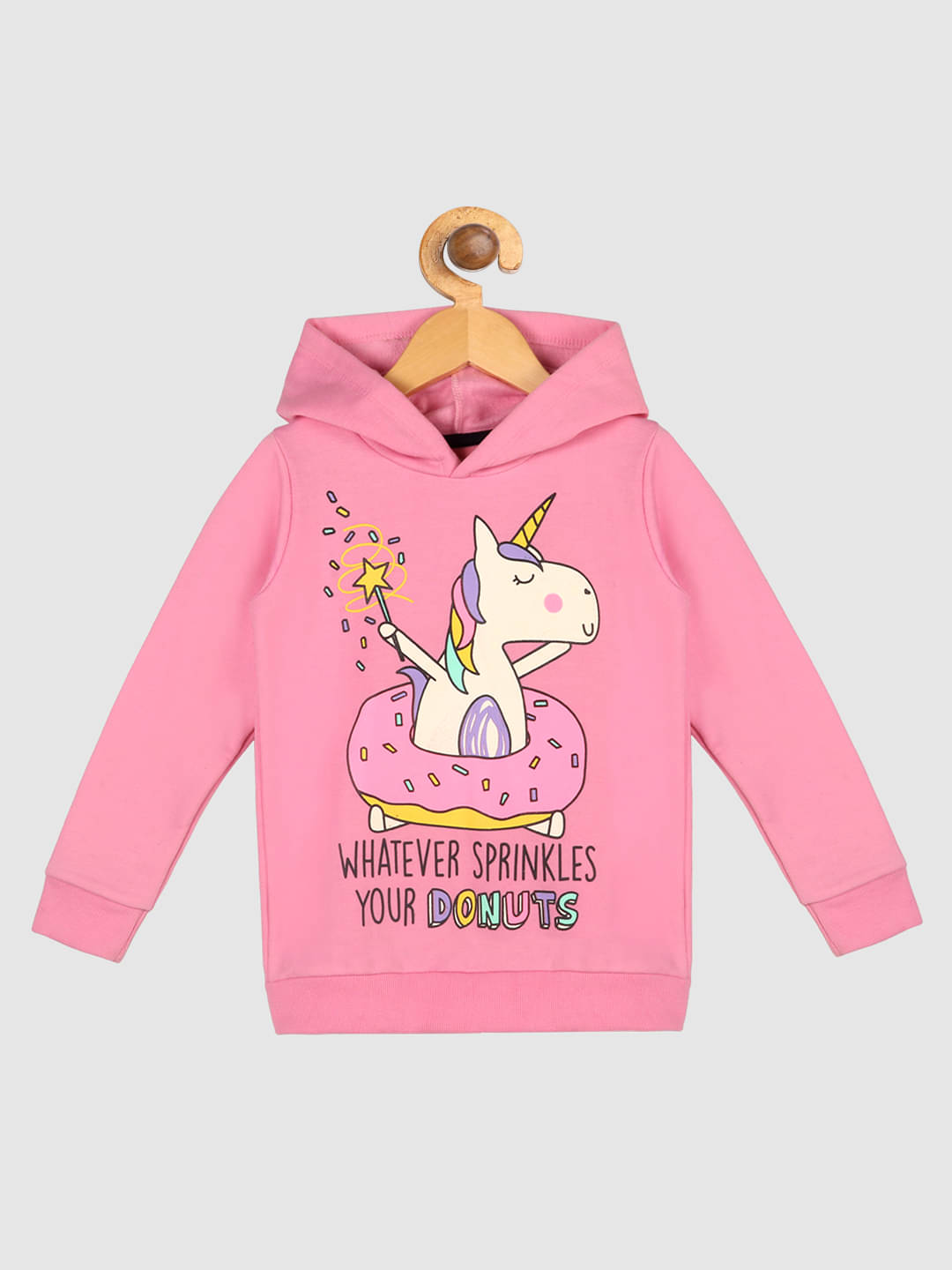     			Lazy Shark Girls Printed Pink Sweatshirts