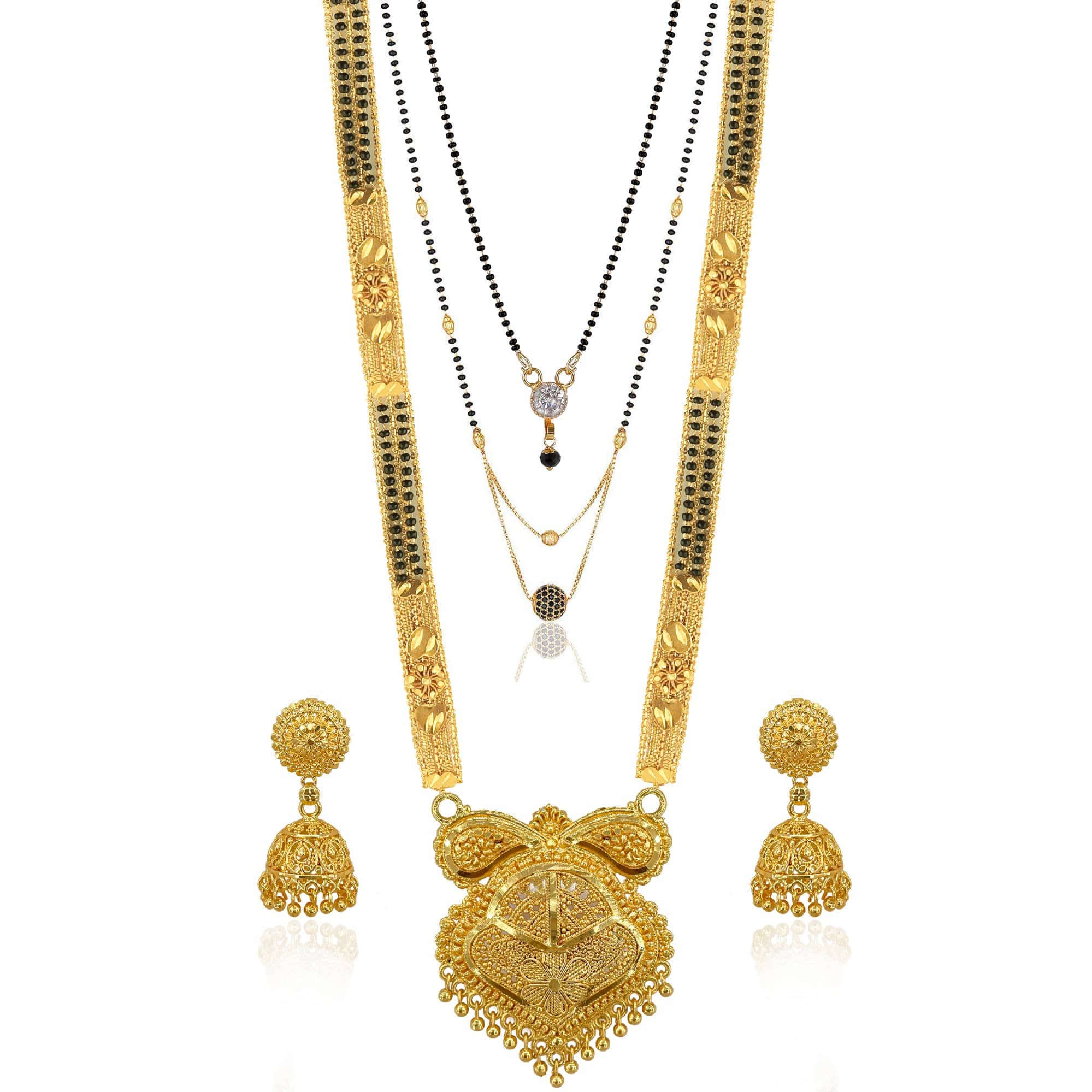 MGSV Jewellery Traditional Necklace Pendant Hand Meena 30inch Long and 18inch short  Mangalsutra/Tanmaniya/nallapusalu/Black Beads For Women and Girls Brass, Alloy Mangalsutra