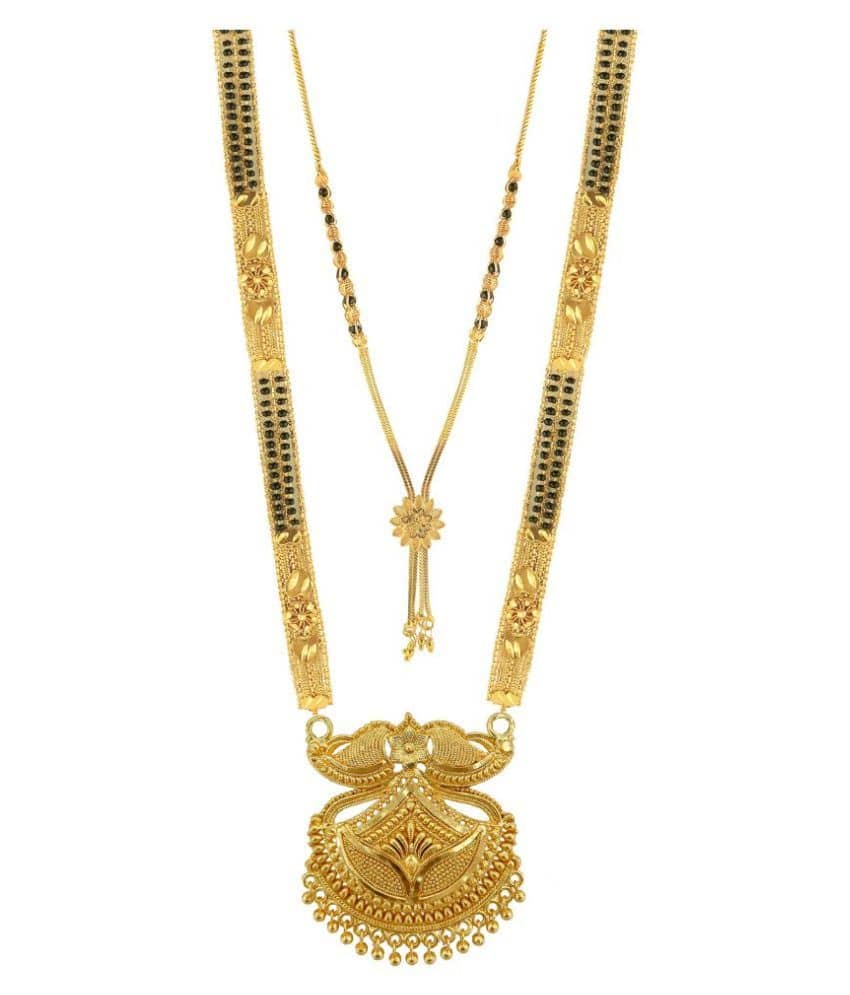 MGSV Jewellery Traditional Necklace Pendant Hand Meena 30inch Long and 18inch short  Mangalsutra/Tanmaniya/nallapusalu/Black Beads For Women and Girls Brass, Alloy Mangalsutra
