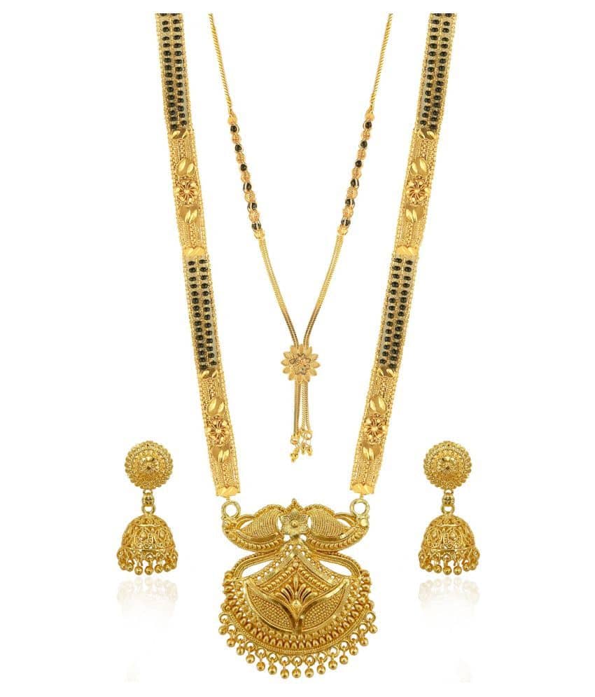 MGSV Jewellery Traditional Necklace Pendant Hand Meena 30inch Long and 18inch short  Mangalsutra/Tanmaniya/nallapusalu/Black Beads For Women and Girls Brass, Alloy Mangalsutra