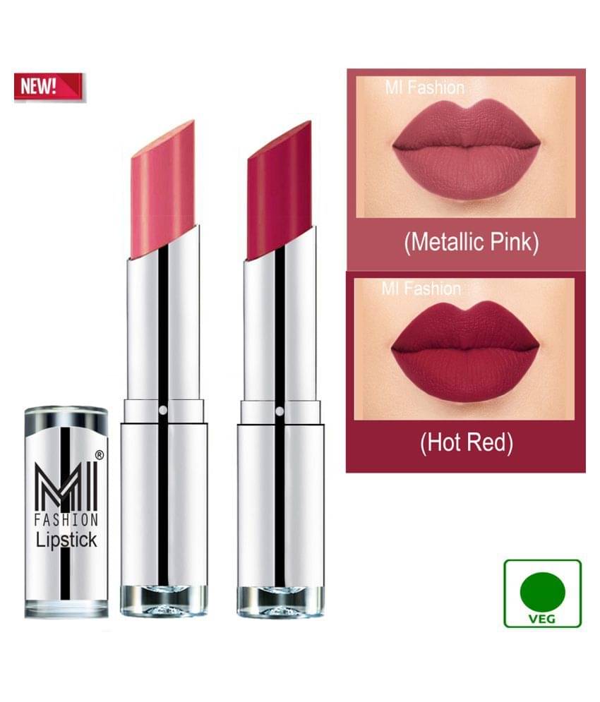 MI FASHION 100% Veg Soft Matte Long Stay Lipstick Dry Red Nude Pack of 2 7 g MI FASHION 100% Veg Soft Matte Long Stay Lipstick Dry Red Nude Pack of 2 7 g