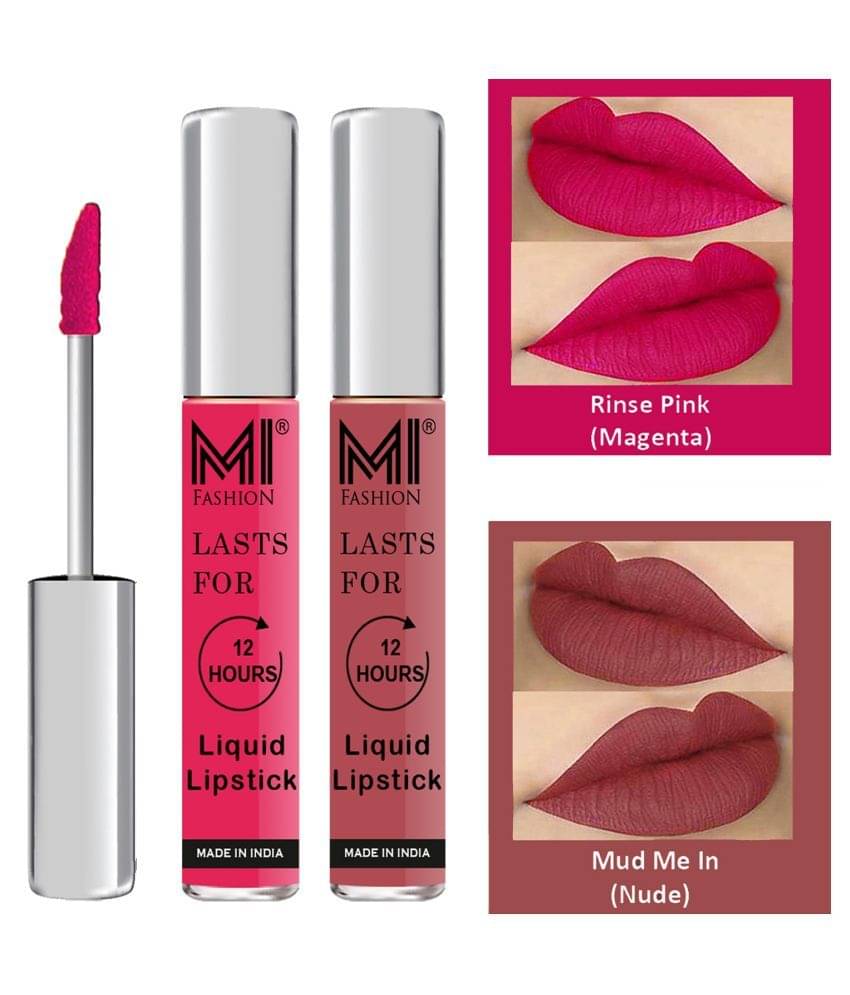     			MI FASHION Highly pigmented Lip Gloss Liquid Lipstick Nude Magenta Pack of 2 6 mL