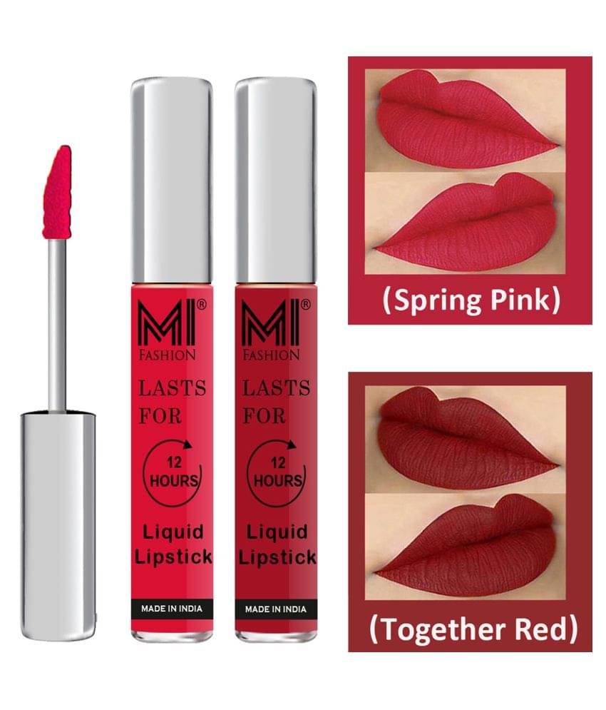 MI FASHION Highly pigmented Lip Gloss Liquid Lipstick Together Red Pink Pack of 2 6 mL MI FASHION Highly pigmented Lip Gloss Liquid Lipstick Together Red Pink Pack of 2 6 mL