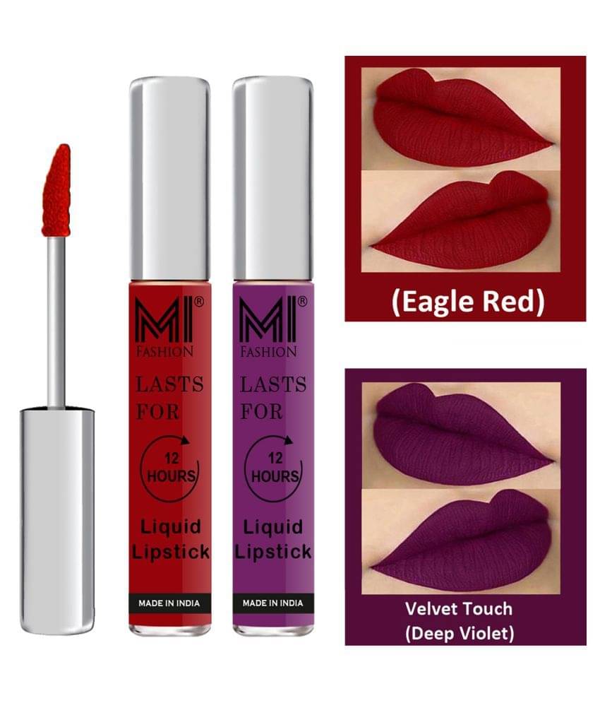 MI FASHION Highly pigmented Lip Gloss Liquid Lipstick Deep Violet Red Pack of 2 6 mL MI FASHION Highly pigmented Lip Gloss Liquid Lipstick Deep Violet Red Pack of 2 6 mL