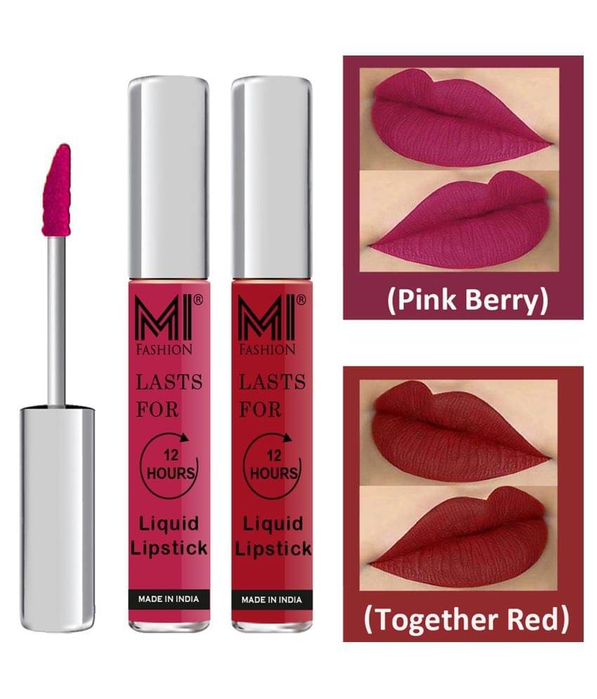 MI FASHION Highly pigmented Lip Gloss Liquid Lipstick Together Red Pink Pack of 2 6 mL MI FASHION Highly pigmented Lip Gloss Liquid Lipstick Together Red Pink Pack of 2 6 mL