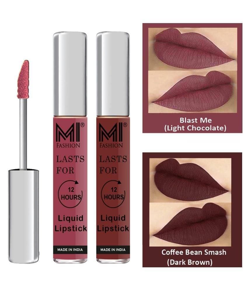MI FASHION Highly pigmented Lip Gloss Liquid Lipstick Dark Brown Chocolate Pack of 2 6 mL MI FASHION Highly pigmented Lip Gloss Liquid Lipstick Dark Brown Chocolate Pack of 2 6 mL
