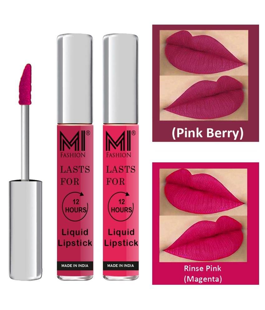 MI FASHION Highly pigmented Lip Gloss Liquid Lipstick Magenta Pink Pack of 2 6 mL MI FASHION Highly pigmented Lip Gloss Liquid Lipstick Magenta Pink Pack of 2 6 mL
