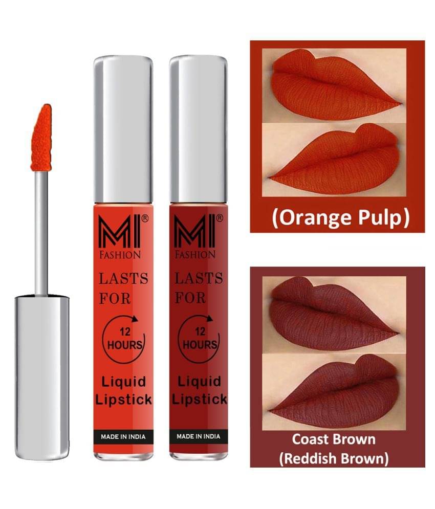 MI FASHION Highly pigmented Lip Gloss Liquid Lipstick Coast Brown Orange Pack of 2 6 mL MI FASHION Highly pigmented Lip Gloss Liquid Lipstick Coast Brown Orange Pack of 2 6 mL
