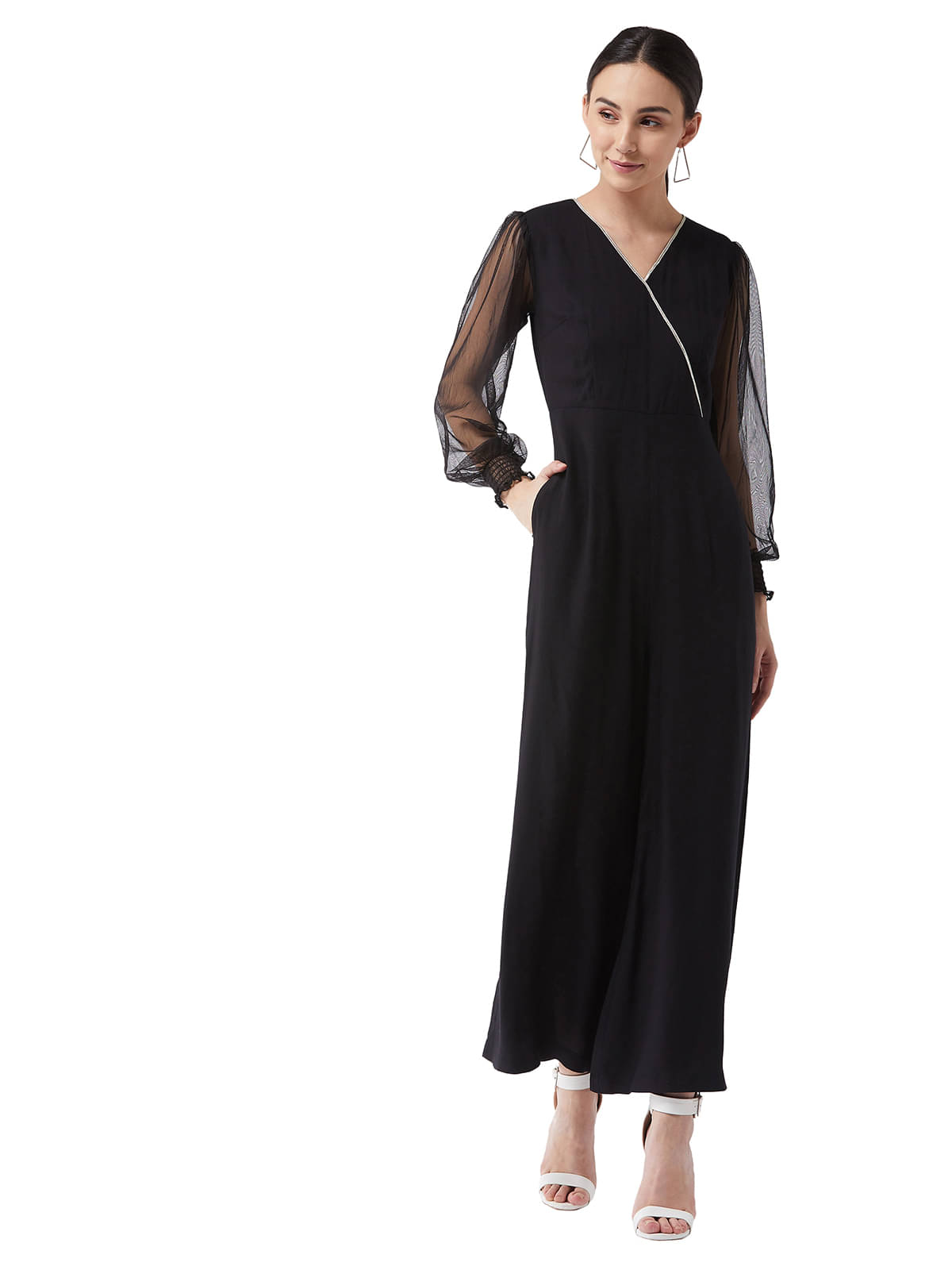 Miss Chase Black Rayon Jumpsuit -     			Miss Chase Black Rayon Jumpsuit -