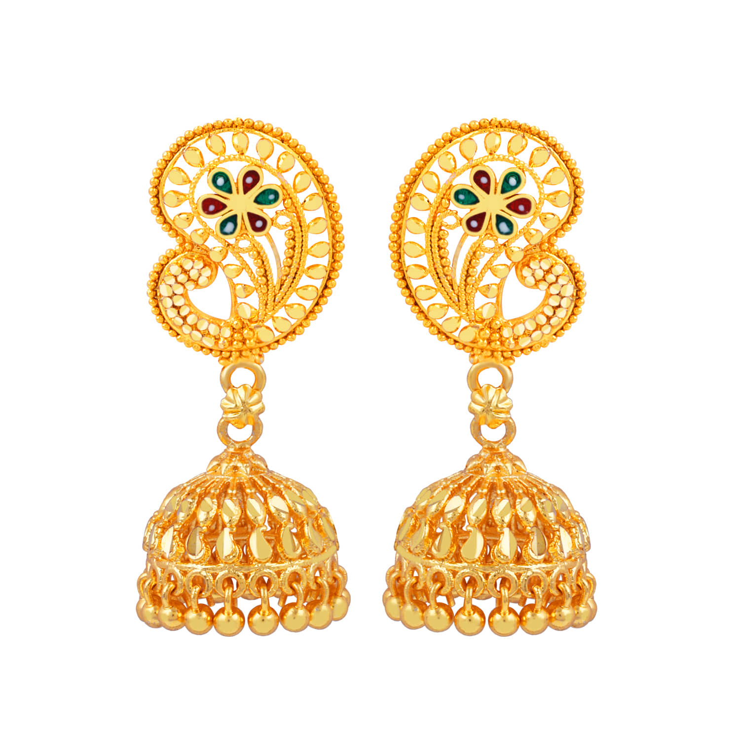Silver Shine Elegant Traditional Gold Plated Jhumka Earring For women Girls - Earrings | Buy online on ZillyBuy