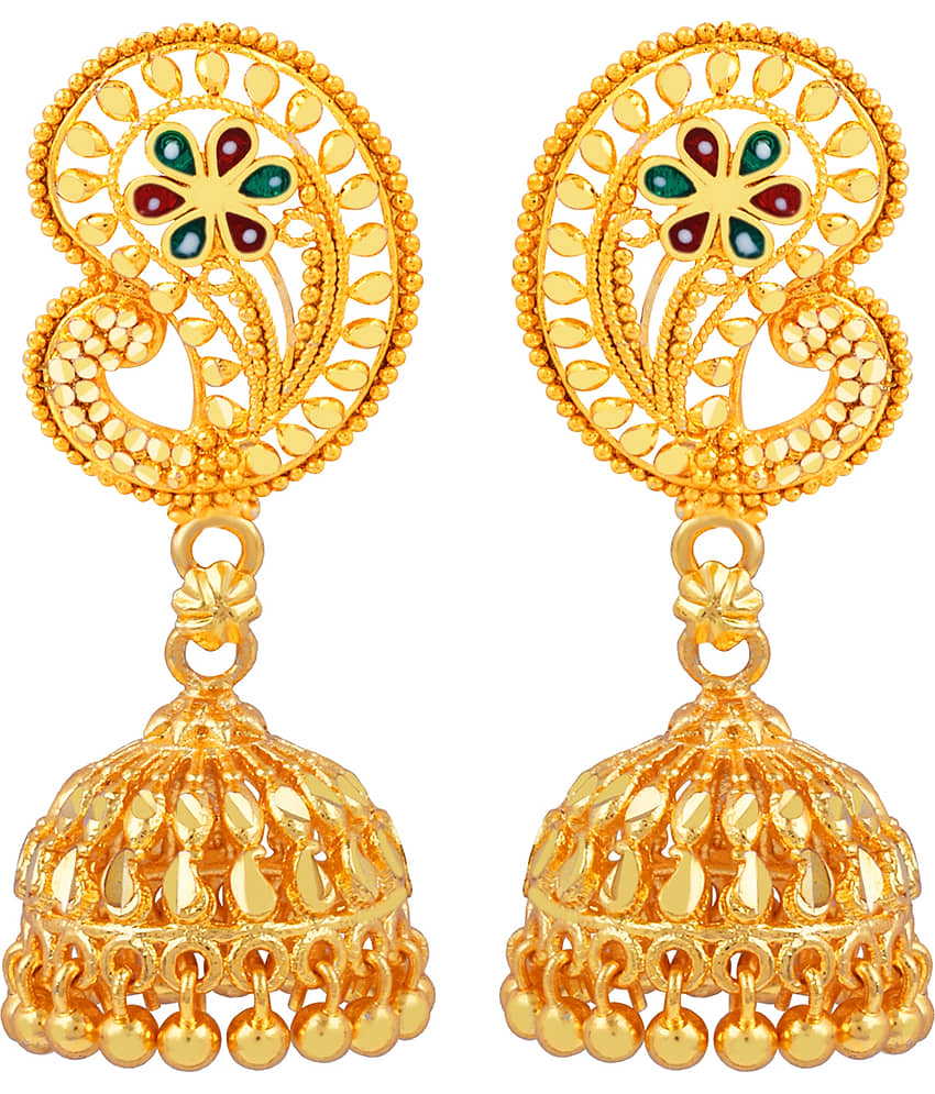 Silver Shine Elegant Traditional Gold Plated Jhumka Earring For women Girls - Earrings | Buy online on ZillyBuy
